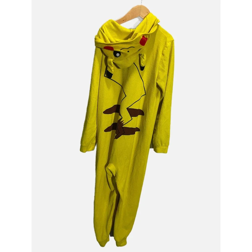 Pokemon Pikachu Union Suit Kids 10/12 Yellow Hooded Sleeper Pajamas Cosplay